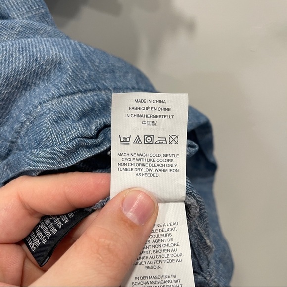 J. Crew Chambray Cotton Tie Sleeve Off The Shoulder Top - Picture 8 of 8